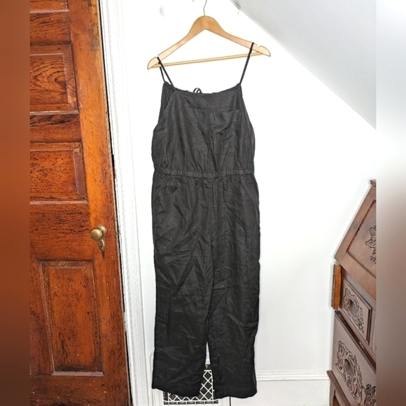 EVERLANE The Relaxed Fit Linen Shoestring Jumpsuit in Washed Black NEW Size M - Picture 1 of 8